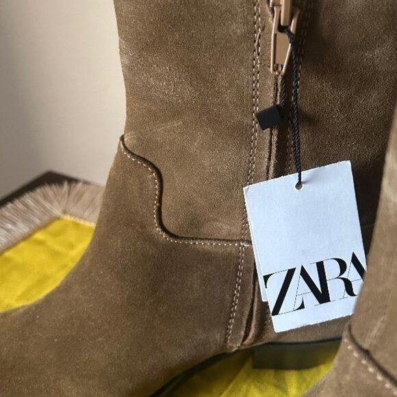 Zara Medium Brown Suede Ankle Booties Size EU 42 New With Tags - Picture 5 of 11